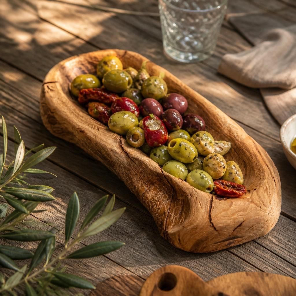 Handcrafted Almond Wood Snack Bowl