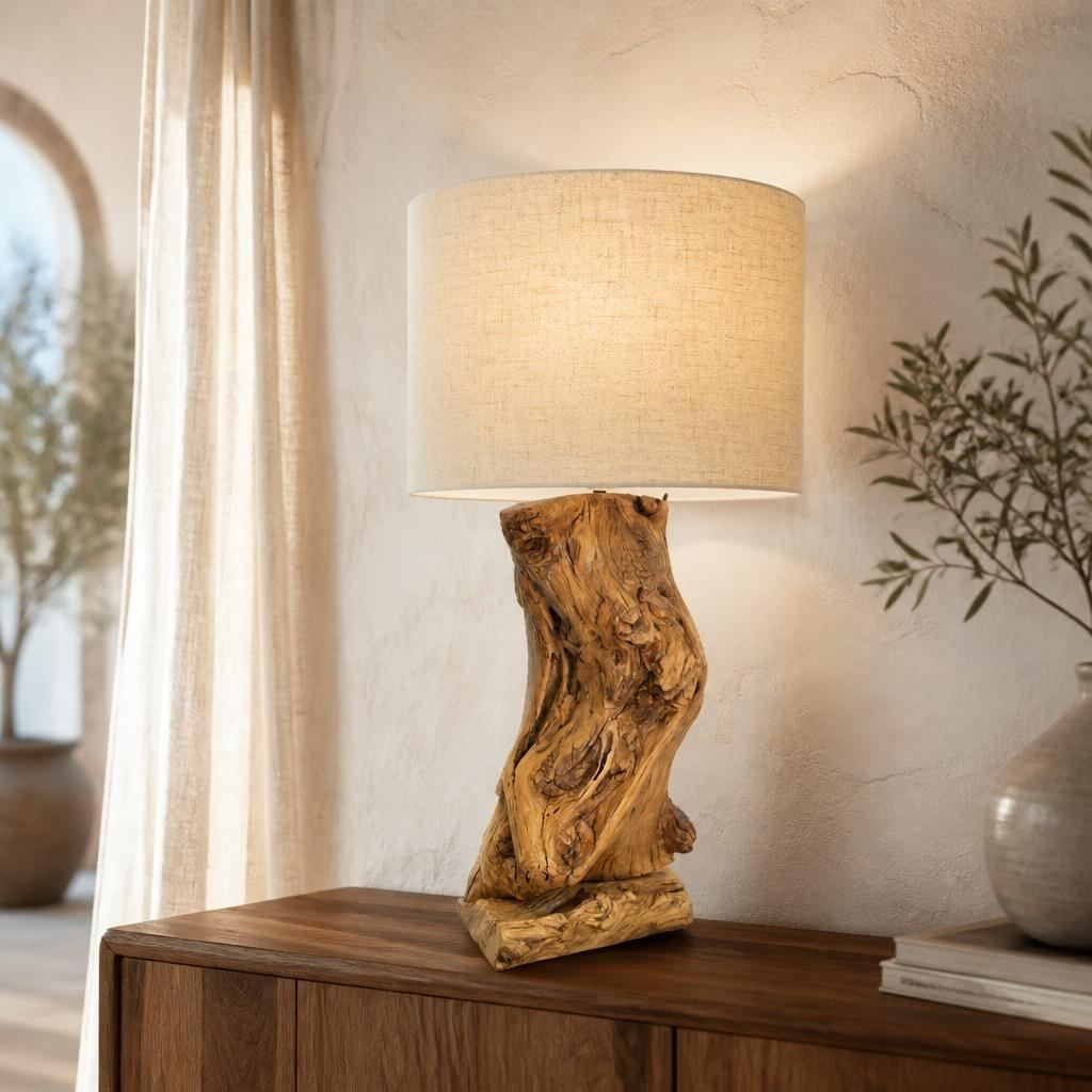 Tischlampe aus Olivenholz