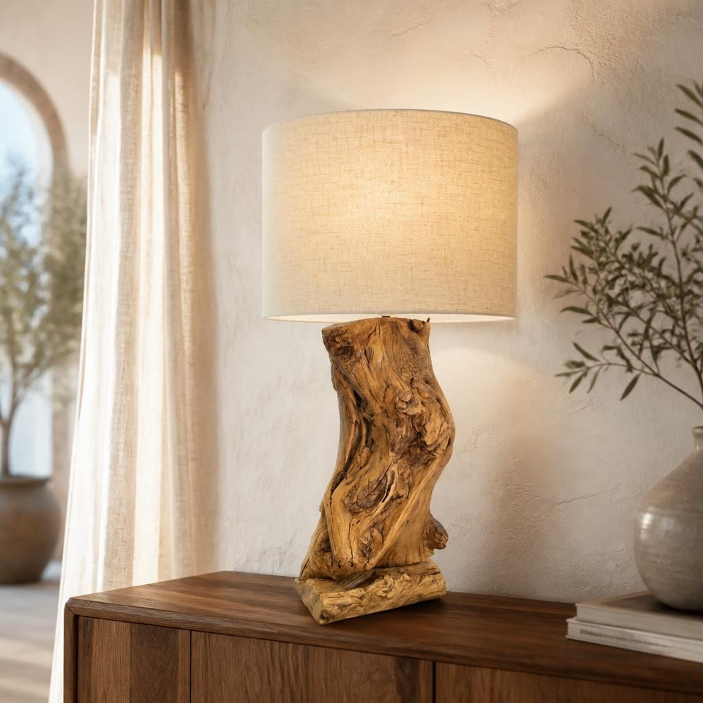 Tischlampe aus Olivenholz