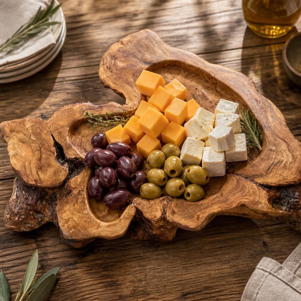 Handcrafted Olive Wood Tapas Bowl | Spanish Olive Wood Appetizer Dish