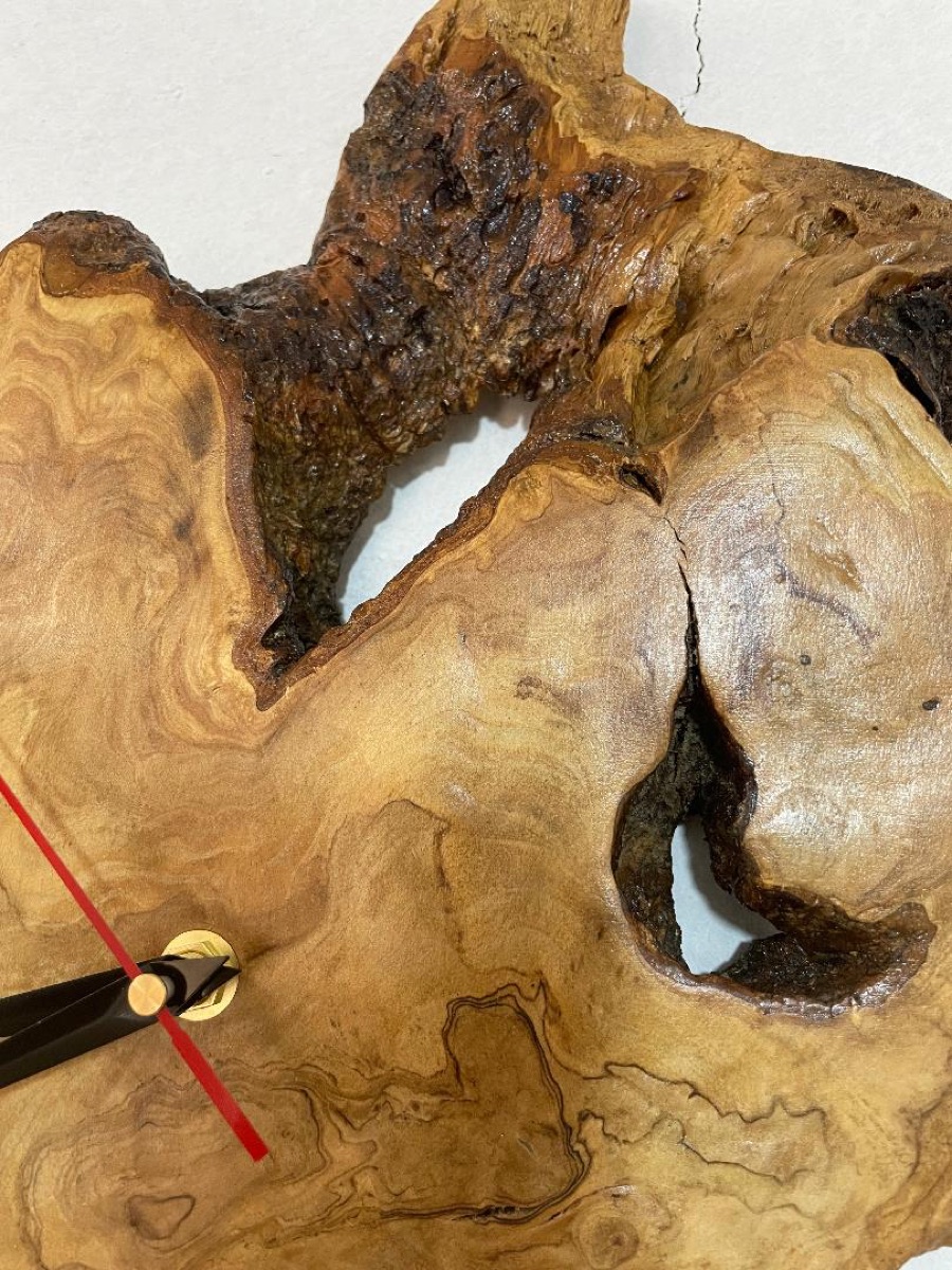 Silent Olive Wood Wall Clock