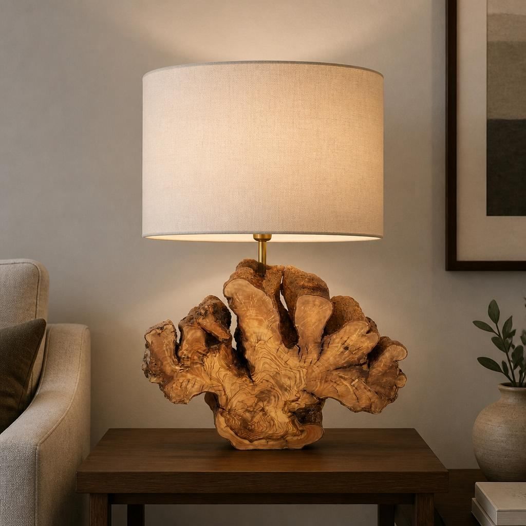 The Andalusian Flame | One-of-a-Kind Handcrafted Olive Root Table Lamp 
